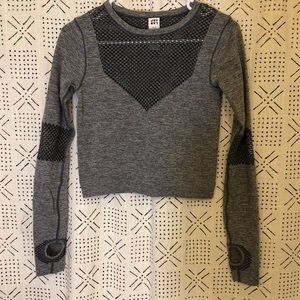 Gray athletic crop top